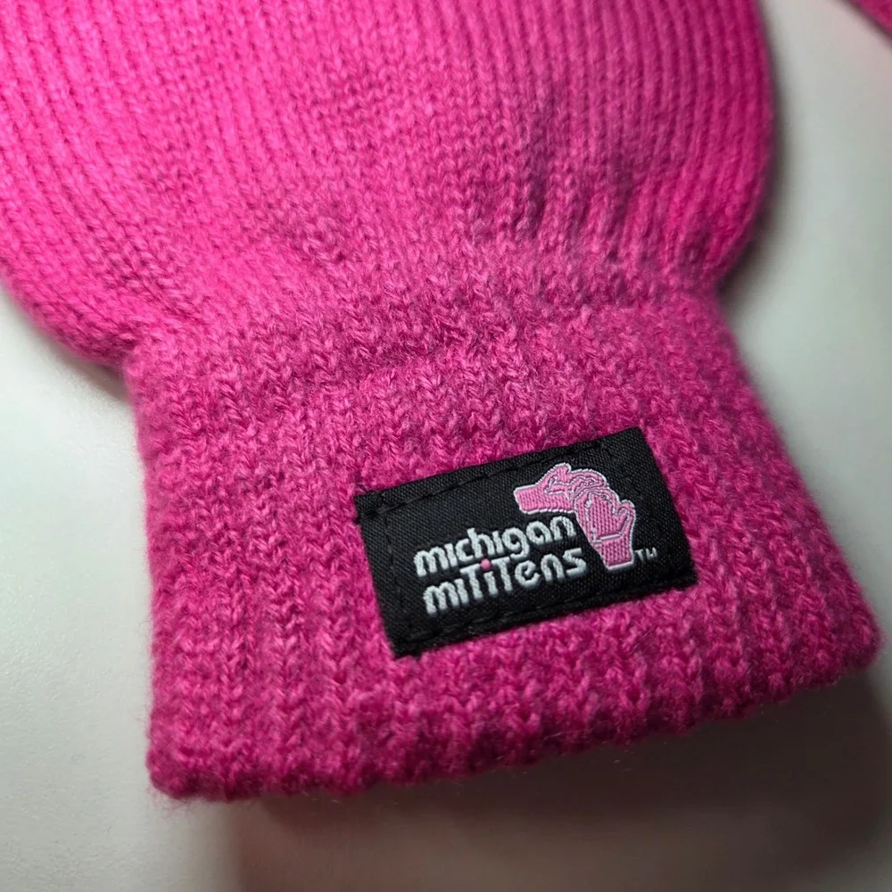Michigan Mittens Pink Lower Upper Peninsula Map Winter Gloves One Size